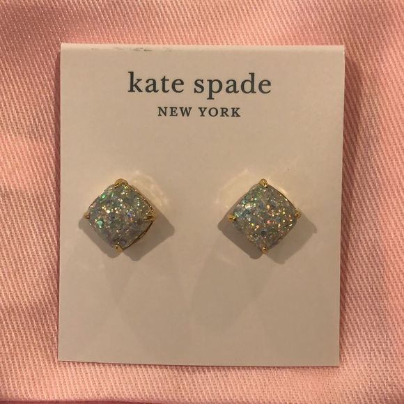 KATE SPADE Opal Glitter Cushion Cut Gold Tone Earrings - Picture 5 of 5